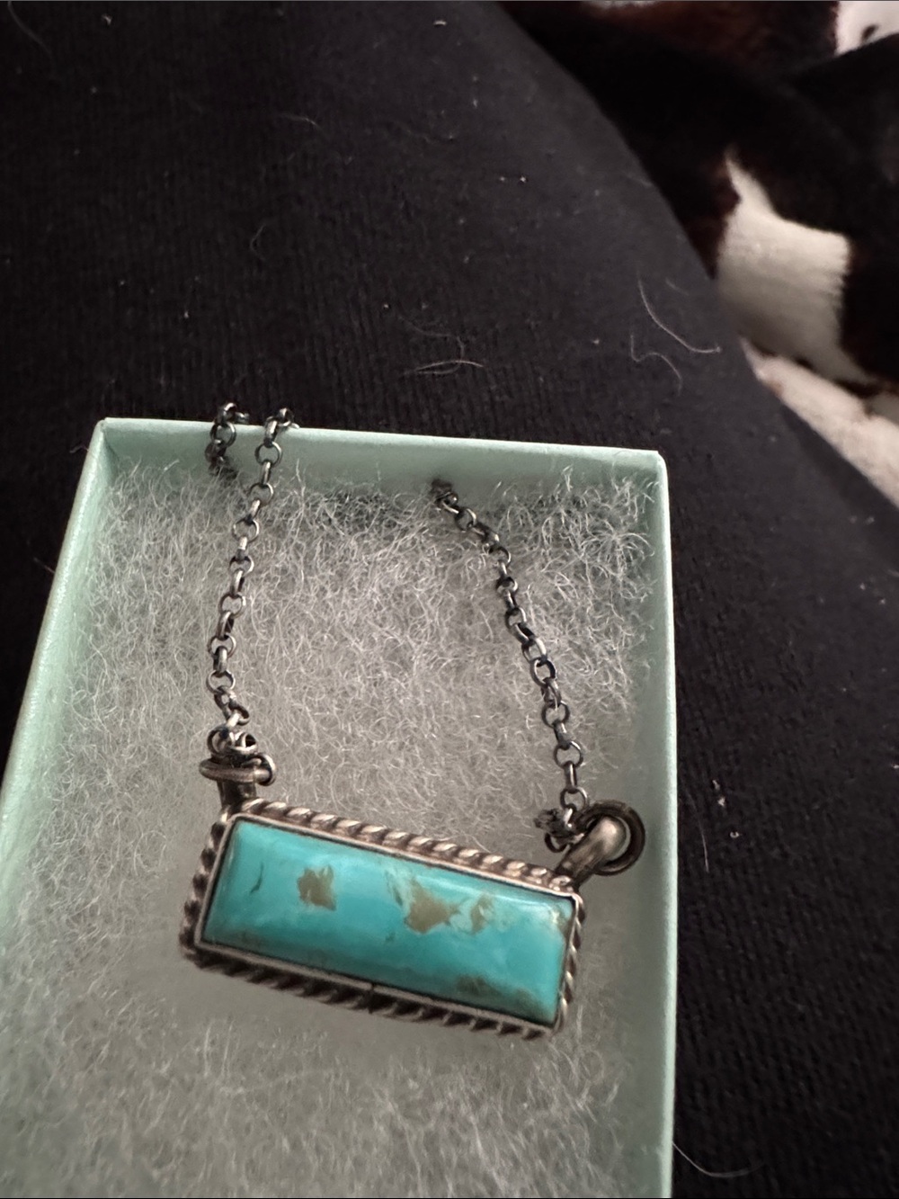 Kingman Turquoise Bar Pendant Necklace native made 925 silver
